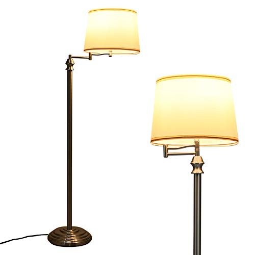 COSTWAY Stehlampe Standleuchte, Stehleuchte mit Basis & Lampenschirm zum Lesen, Moderne Wohnzimmerlampe Bodenlampe für Wohnzimmer Schlafzimmer Büro