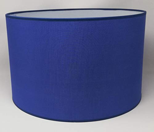 Zylinder Lampenschirm Baumwolle Stoff handgefertigt für Deckenleuchte, Tischleuchte, Stehlampe (Blau, 30 cm Durchmesser 20 cm Höhe)