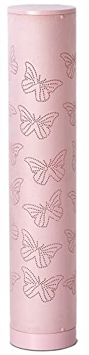Northpoint Lichtsäule samtiger Textil Oberfläche und Stanzmuster Höhe ca. 64cm warmweisses Licht stufenlos (Pink Schmetterling)