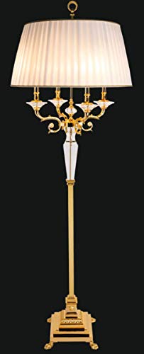 Casa Padrino Luxus Barock Stehleuchte Gold/Weiß Ø 65 x H. 185 cm - Elegante Barockstil Stehlampe mit edlem Kristallglas - Barockstil Möbel
