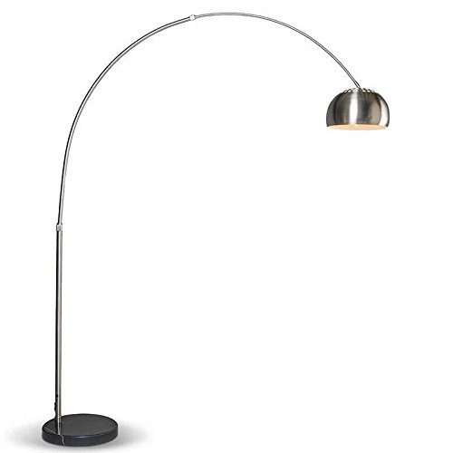 Qazqa - Moderne Bogenlampe Stahl I Silber I nickel matt verstellbar - Grande I Wohnzimmer - Edelstahl Rund - LED geeignet E27