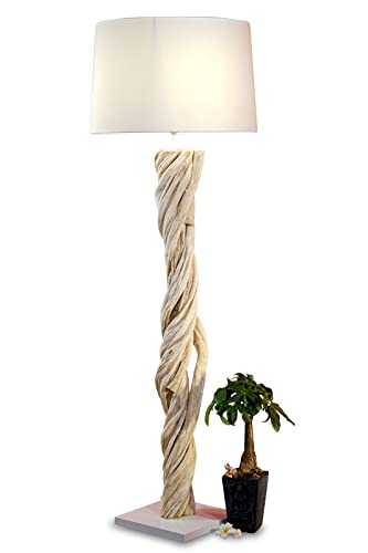 Kinaree Lianen Holz Stehlampe LUAU - 165cm Standleuchte mit Lampenschirm - natürlich gewachsene Lianen Beleuchtung