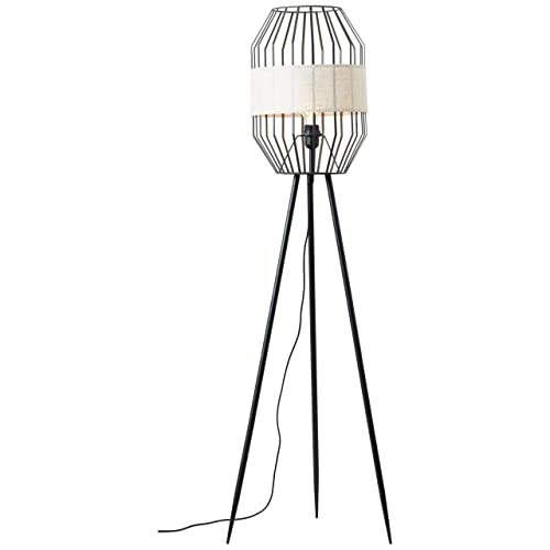 BRILLIANT Lampe, Slope Standleuchte dreibeinig schwarz/natur, 1x A60, E27, 40W, Mit Fußschalter