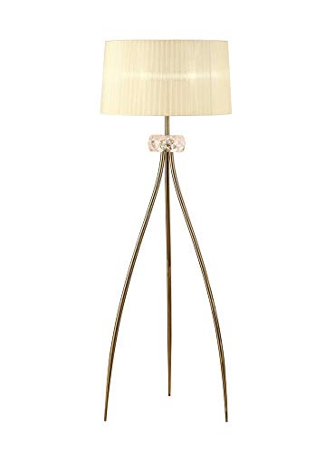 Inspired Mantra - Loewe - Stehlampe 3 Light E27, Antik Messing mit Cremeschatten
