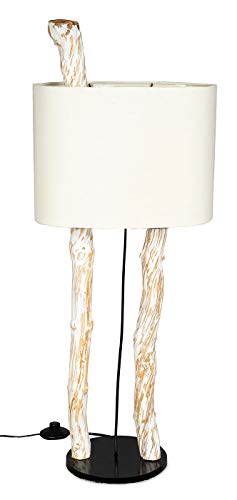 Stehlampe Höhe 95cm Stehleuchte Treibholz Teakholz Holz Lampe Leuchte Naturholz Unikat Weiß Braun Shabby Chic Holzdeko Treibholzlampe