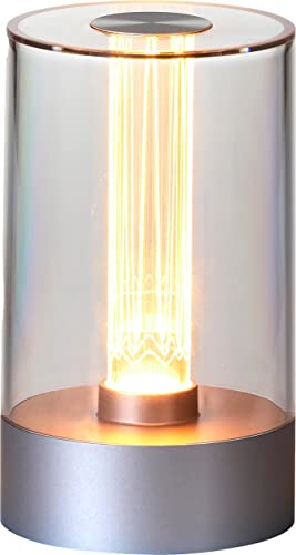 Northpoint Design LED Tischlampe Tischleuchte Warmweißes Licht mit beleuchtetem Glühdraht 1800mAh Akku Touch Schalter (Anthrazit)