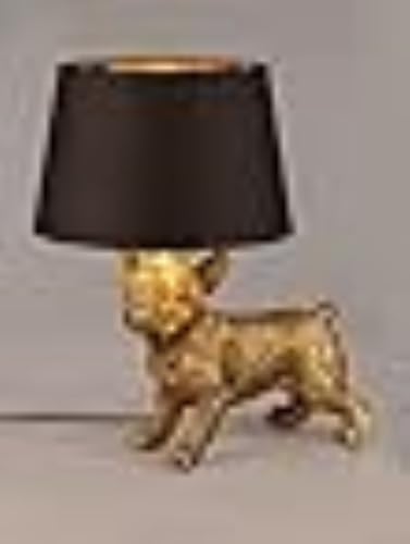 formano Tischlampe Stehlampe Lampe, antik gold 42cm mit Hunde Figur Bulldog