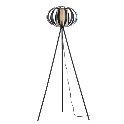 Lindby Dreibein Stehlampe 'Tamira' (Landhaus, Vintage, Rustikal) in Schwarz aus Metall u.a. für Wohnzimmer & Esszimmer (1 flammig, E27) - Stehleuchte, Standleuchte, Floor Lamp, Wohnzimmerlampe