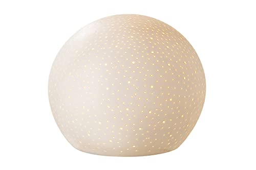 GILDE - Tischleuchte Sternenhimmel - aus Porzellan mit Lochmuster - Durchmesser 18 cm
