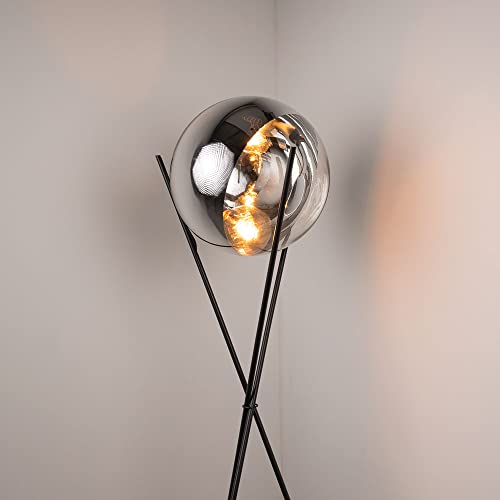 s.luce Stehleuchte Fairy 40cm Dreibeinleuchte Tripod Glas Stehlampe, Farbe Chrom/Schwarz