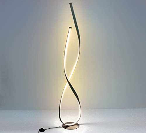 LED Stehleuchte, StehLampe dimmbar, neues Design 30x140cm,22W warmweiß Standlampe, Bodenlampe Bogenlampe spiralförmig