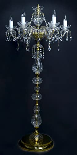 Casa Padrino Luxus Barock Kristall Stehleuchte Gold Ø 45 x H. 125 cm - Prunkvolle Stehlampe mit Böhmischem Kristallglas - Barock Kristall Leuchten