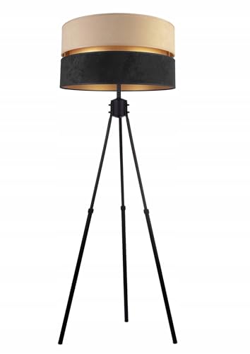 Stehlampe Wohnzimmer Beige-Schwarz-Gold Stehleuchte Standleuchte mit Dreibeinstativ Design Modern E27 Fassung Leselampe Max. 60W Wohnzimmerlampe Bettlampe