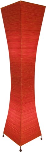 GURU SHOP Stehlampe/Stehleuchte Titania-string- Handgefertigte Designleuchte aus Bali, Rot, Baumwollfäden, Farbe: Rot, 118x38x38 cm, Klassische & Moderne Stehleuchten