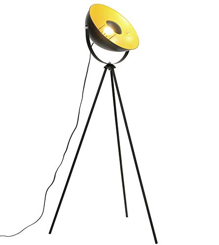 Osasy Stehlampe Vintage - Retro Design Stehleuchte mit E27 Fassung,Ø 34 cm Studiolampe,146cm Standlampe mit Fußschalter, Metall, Schwarz Gold, für Wohnzimmer, Schlafzimmer