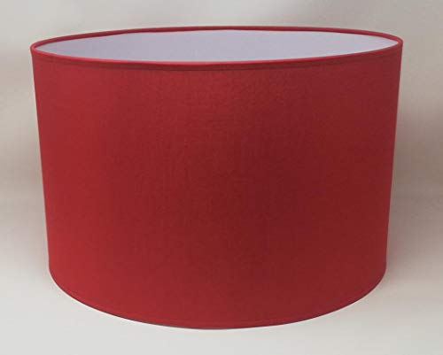 Zylinder Lampenschirm Baumwolle Stoff handgefertigt für Deckenleuchte, Tischleuchte, Stehlampe (Rot, 30 cm Durchmesser 20 cm Höhe)