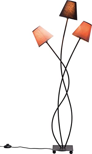 Kare Design Stehleuchte Flexible Mocca, Schwarz/Braun, Stehlampe, Lampe, Stahlgestell, Baumwoll Schirme, kein Leuchtmittel inklusive, 130x50x18 cm (H/B/T)