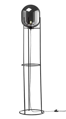 Fischer & Honsel Stehleuchte 1x E27 max.60W schwarz, Glas rauchfarben, D.40 H.170cm