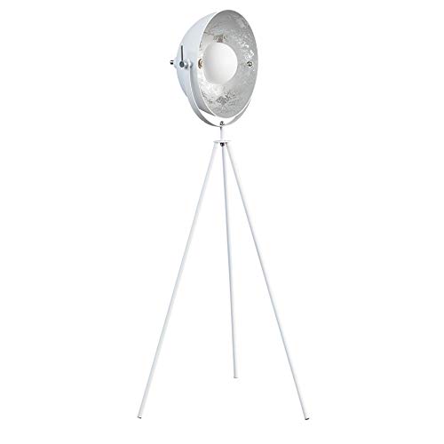 Moderne Design Stehlampe STUDIO 145 cm weiß Blattsilber-Optik Stehleuchte Lampe