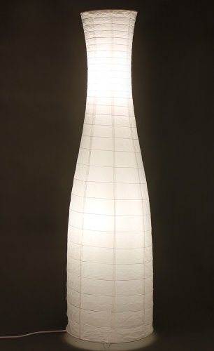 Trango 1231L Design Reispapier Stehlampe *SWEDEN* Reispapierlampe *HANDMADE* Stehleuchte mit weißem Lampenschirm inkl. 2x E14 LED Leuchtmittel, Form: Rund, Höhe: 125cm, Wohnraumlampe, Standlampe