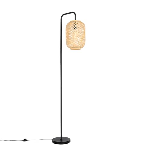 Qazqa - Orientalisch Orientalische Stehleuchte I Stehlampe I Standleuchte I Lampe I Leuchte Bambus - Yvonne I Wohnzimmer I Schlafzimmer - Bamboo Länglich - LED geeignet E27
