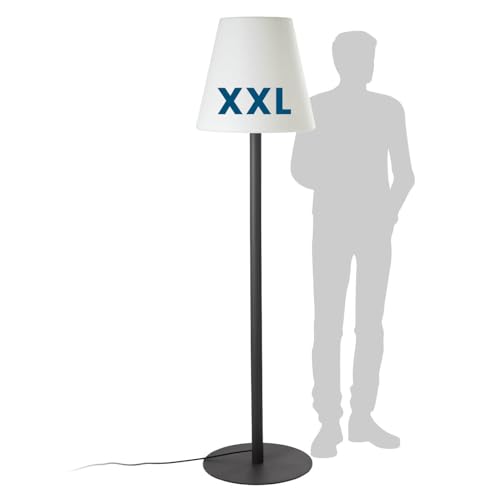 Hoberg XXL-Stehlampe für In- & Outdoor | 1,87 M große Lampe mit 3 einstellbaren Lichtintensitäten | Stimmungsvolle Standleuchte im zeitlos-modernen Design | IP-44 Wasser geschützt [schwarz, weiß]