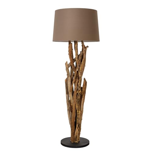 Riess Ambiente Handgefertigte Stehlampe WILD Nature 158cm grau Treibholz Stehleuchte Leinenschirm, dekorative Stehleuchte für Dein Wohnzimmer, Leselampe