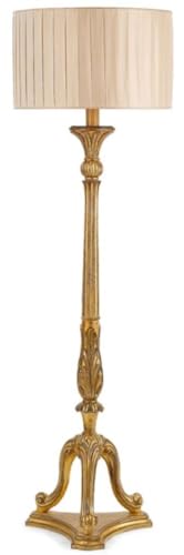 Casa Padrino Luxus Barock Stehleuchte Antik Gold/Beige Ø 40 x H. 142,5 cm - Prunkvolle Barockstil Stehlampe mit rundem Lampenschirm - Luxus Qualität - Made in Italy