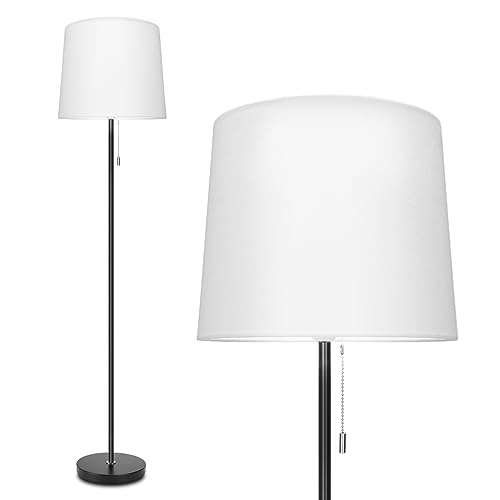 Aigostar Stehlampe mit Pendelschalter, E27 Fassung mit Weiß Lampenschirm, Stehleuchte mit Metallsockel, Moderne Vintage Standleuchten Leselampe für Wohnzimmer, Schlafzimmer