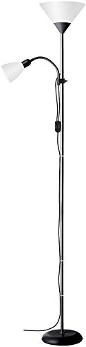 BRILLIANT Lampe Spari Deckenfluter Lesearm schwarz/weiss | 1x A60, E27, 60W, geeignet Normallampen (nicht enthalten) | Schnurzwischenschalter
