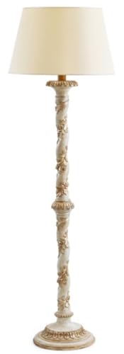 Casa Padrino Luxus Barock Stehleuchte Antik Weiß/Antik Gold/Creme Ø 33 x H. 148,5 cm - Prunkvolle Barockstil Stehlampe mit rundem Lampenschirm - Luxus Qualität - Made in Italy