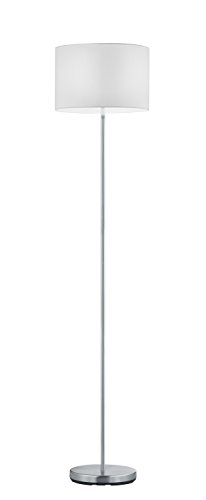 lightling modern Stehleuchte in nickel matt, Stoffschirm weiss, 1 x E27 max. 60W, ø 35 cm, Höhe: 160 cm