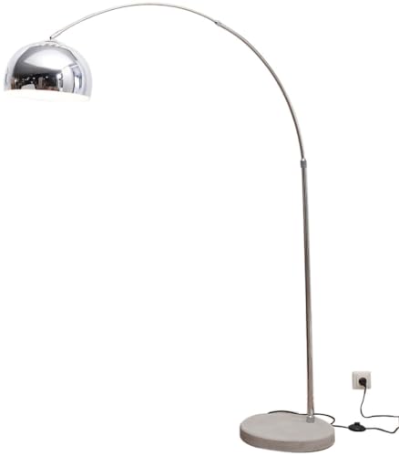 DELIFE Stehlampe Big-Deal Eco Silber Betonfuß höhenverstellbar Bogenleuchte