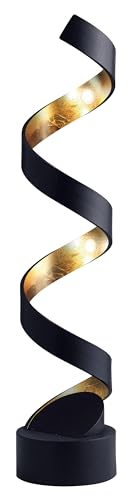 ECO-LIGHT LED Stehleuchte Helix,Stehlampe aus Metall in Schwarz/Gold, 12 Watt, 750 Lumen, Lichtfarbe 3000 Kelvin (warmweiß), moderne Tischleuchte,Standleuchte m. An-/Ausschalter am Kabel