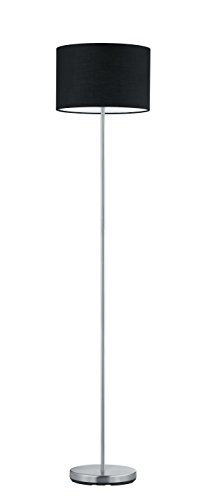 lightling modern Stehleuchte in nickel matt, Stoffschirm schwarz, 1 x E27 max. 60W, ø 35, Höhe: 160