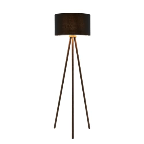 Lindby Dreibein Stehlampe 'Majken' (Skandinavisch) in Schwarz aus Holz u.a. für Wohnzimmer & Esszimmer (1 flammig, E27) - Stehleuchte, Floor Lamp, Standleuchte, Wohnzimmerlampe, Tripod