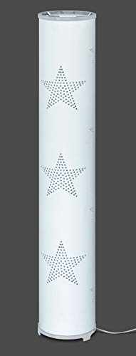 Trango Design & Modern 1246-SW Stehleuchte - Stehlampe - Standleuchte - Deko-Stehlampe Waikiki mit einem weißem Stoffschirm mit Sternendekor ohne Leuchtmittel