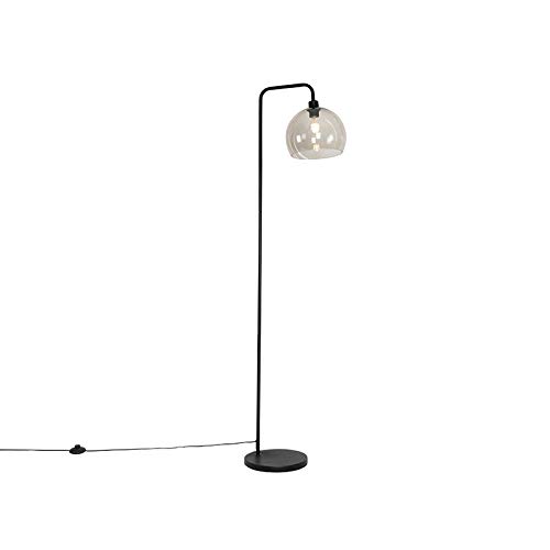 Qazqa - Moderne Stehlampe schwarz mit Rauchglaseffekt - Maly I Wohnzimmer I Schlafzimmer - Kunststoff Länglich - LED geeignet E27