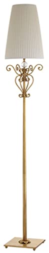 Casa Padrino Luxus Barock Stehleuchte Gold/Weiß Ø 30 x H. 185 cm - Prunkvolle Barockstil Metall Stehlampe mit rundem Lampenschirm - Luxus Qualität - Made in Italy