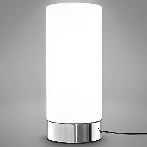 B.K.Licht – Nachttischlampe Zylinder- Tischlampe - Touch-Dimmer, ohne Leuchtmittel, 3 Helligkeitsstufen