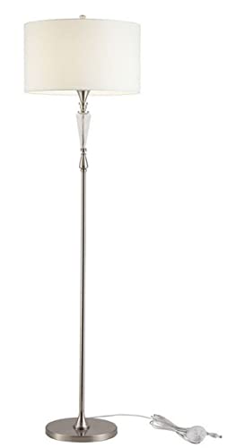 Casa Padrino Stehleuchte Silber/Weiß Ø 44 x H. 158 cm - Elegante Stehlampe im Neoklassischen Stil