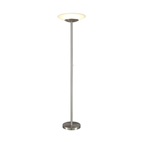 Lindby LED Stehlampe/Deckenfluter dimmbar, Standleuchte Nickel matt, 1x 30W LED Leuchtmittel, warmweiß (3.000K)