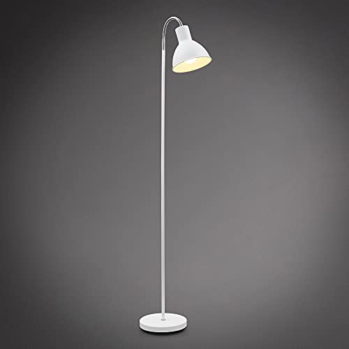 B.K.Licht - schwenkbare Stehlampe - Retro Standleuchte weiß - chrom im Vintage und Industrial Stil - ohne Leuchtmittel