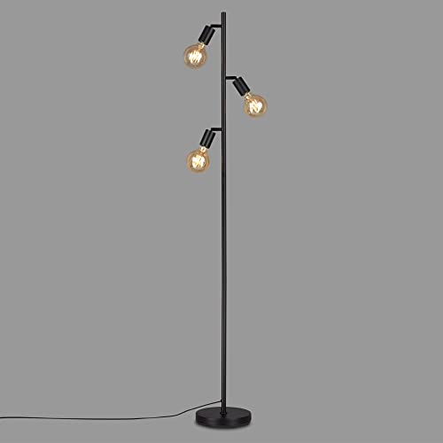 BRILONER Leuchten - Stehleuchte, Stehlampe schwenkbar, 3x E27, inkl. Kabelschalter, Retro, Vintage, Schwarz, 220x1.600mm (DxH), 1387-035