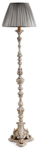 Casa Padrino Luxus Barock Stehleuchte Antik Grau/Grau Ø 33 x H. 159,5 cm - Prunkvolle Barockstil Stehlampe mit rundem Lampenschirm - Luxus Qualität - Made in Italy