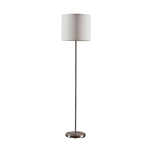 Lindby Textil Stehlampe weiß, Stehleuchte Stoff Lampenschirm, mit Fußschalter 1x E27 max. 60W (ohne Leuchtmittel), Leselampe Stehlampe, Standleuchte
