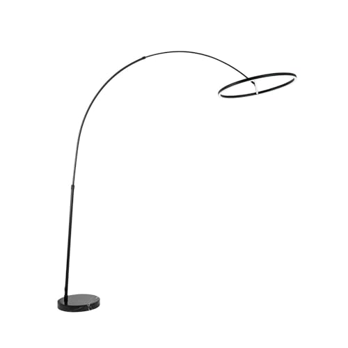 Lucande LED Stehlampe (Bogenleuchte) 'Virvera' (Modern) in Schwarz aus Aluminium u.a. für Wohnzimmer & Esszimmer (1 flammig,) - Bogenlampe, Stehleuchte, Floor Lamp, Standleuchte, Wohnzimmerlampe