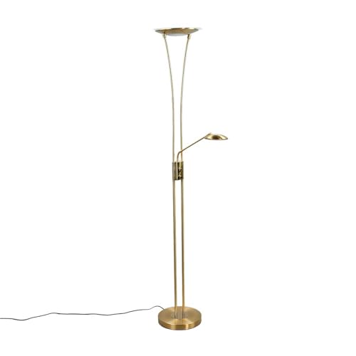 Lindby LED Stehlampe 'Eda' dimmbar (Modern) in Gold/Messing aus Metall u.a. für Wohnzimmer & Esszimmer, Wohnzimmerlampe, Stehleuchte, Floor Lamp, Deckenfluter, Standleuchte, Wohnzimmerlampe