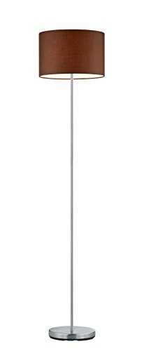 lightling modern Stehleuchte in nickel matt, Stoffschirm braun, 1 x E27 max. 60W, ø 35 cm, Höhe: 160 cm