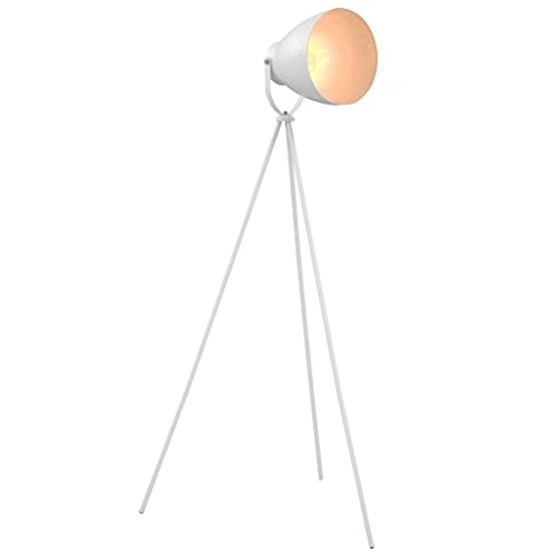 vidaXL Standleuchte Modern Industrial Design Schwenkbarer Lampenschirm Stehleuchte Stehlampe Wohnzimmer Lampe Leuchte Metall Weiß E27 IP20